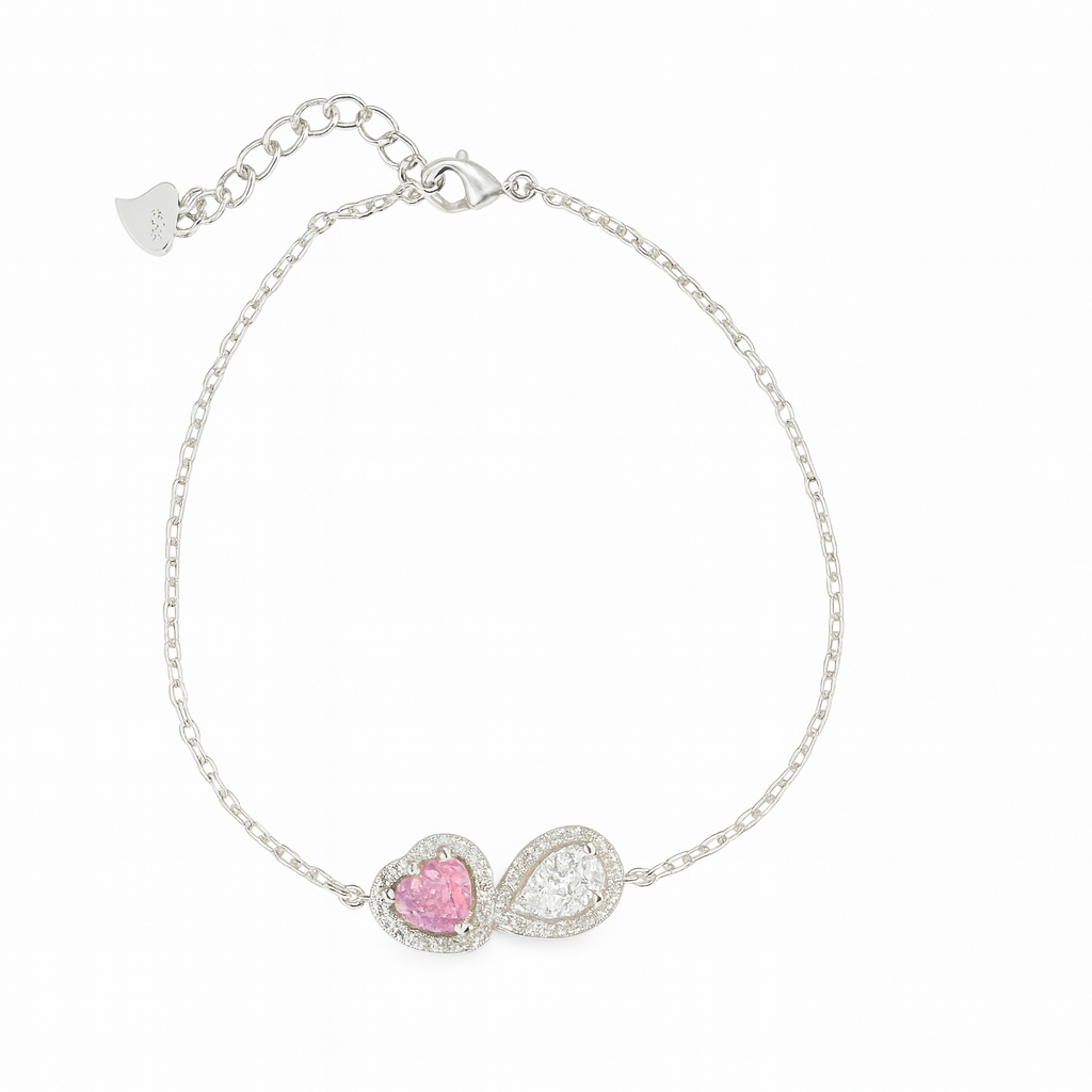 Zircon Teardrop with Heart Zircon Bracelet