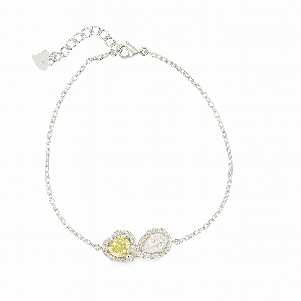 Zircon Teardrop with Heart Zircon Bracelet