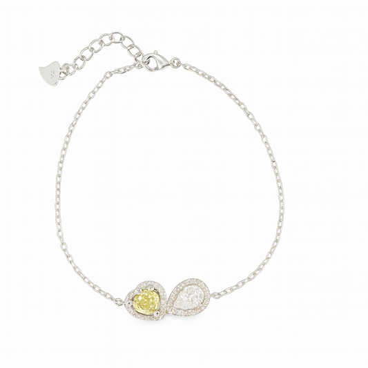 Zircon Teardrop with Heart Zircon Bracelet