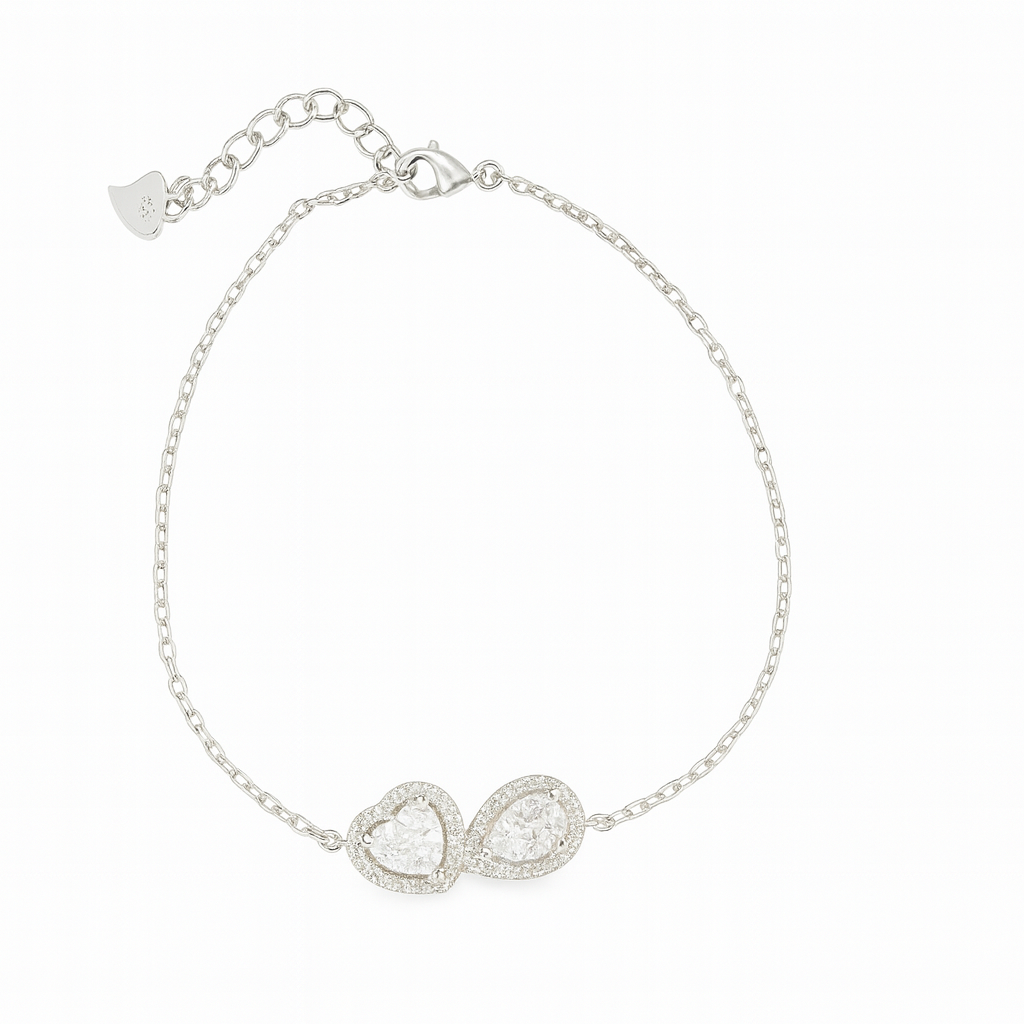 Zircon Teardrop with Heart Zircon Bracelet