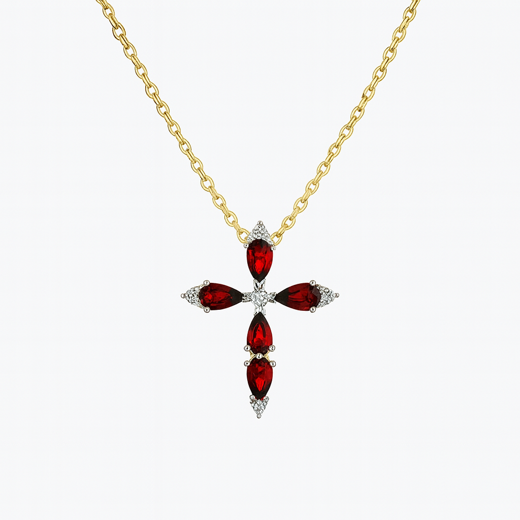 Royal Red Cross Necklace