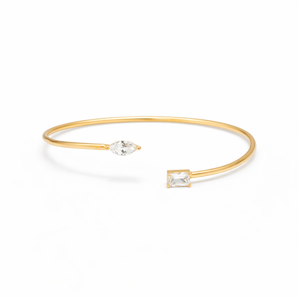 Thin Double-stone Bangle