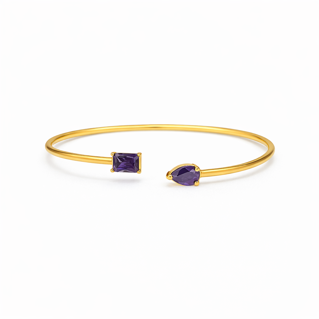 Thin Double-stone Bangle