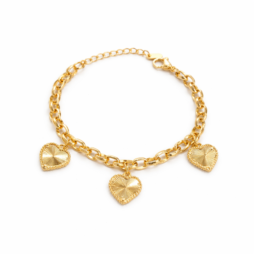 Tri-Heart Charms Bracelet