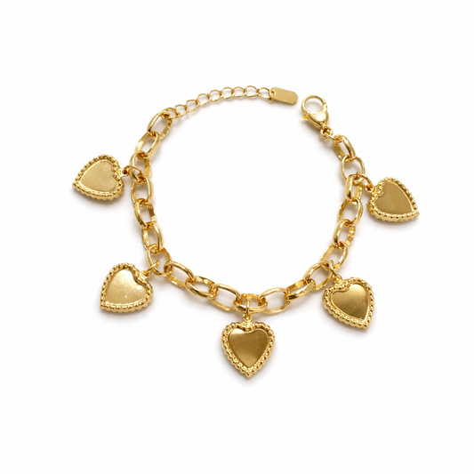 Chunky Heart Charms Bracelet
