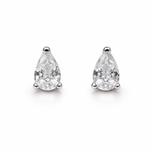 Silver Teardrop Stud Earrings
