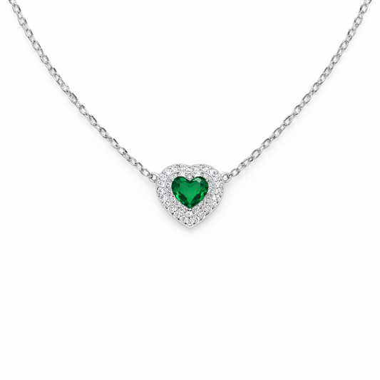Emerald Sparkle Heart Necklace