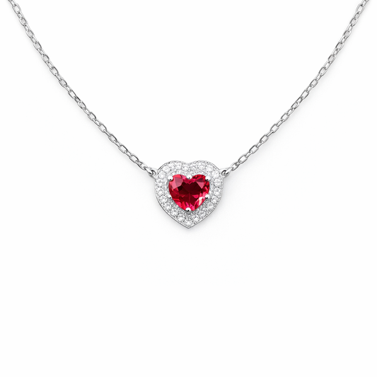 Rose Sparkle Heart Necklace
