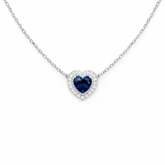 Navy Sparkle Heart Necklace