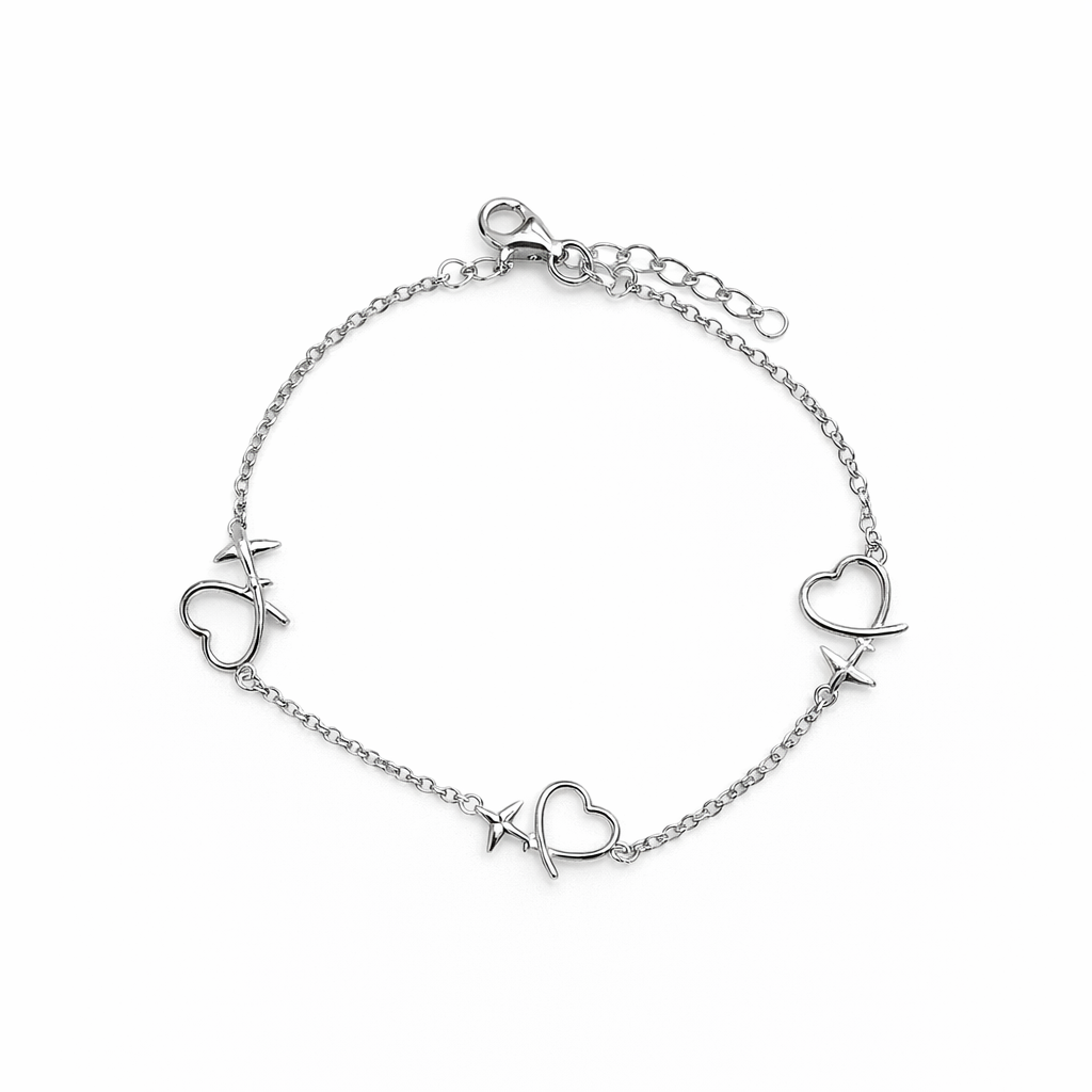 Hearts with Small Planes Bracelet