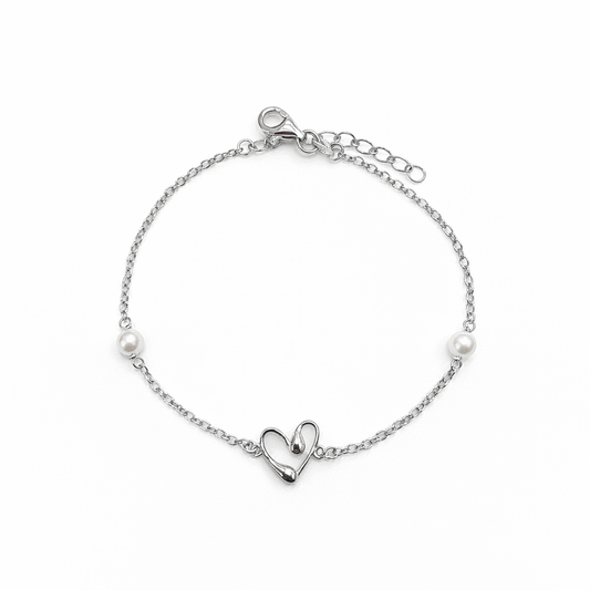 Open heart with Pearls Bracelet