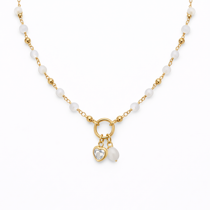 White Heart And Charms Necklace