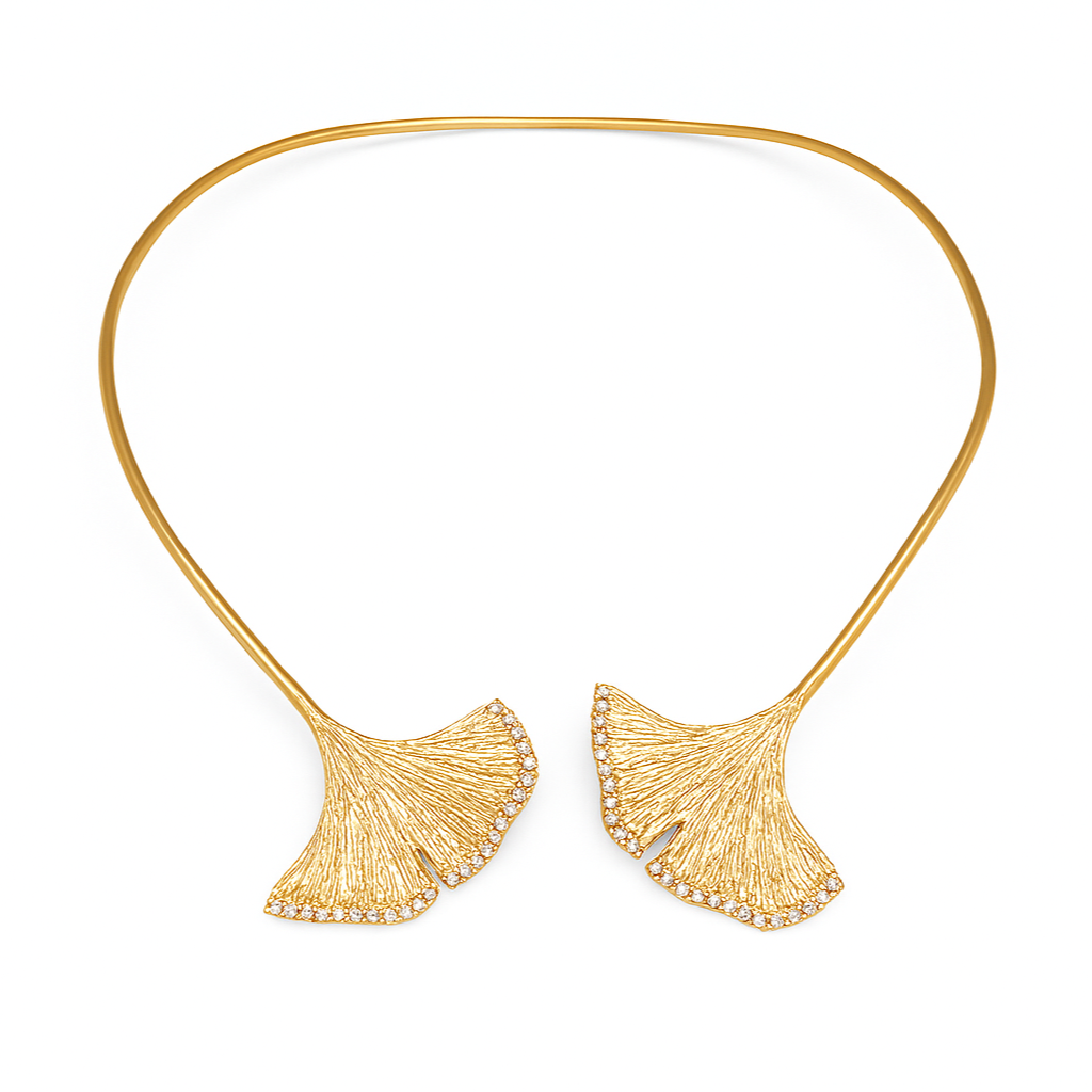 Leaf Petal Zircon Necklace