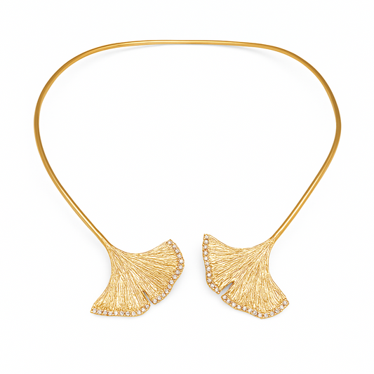 Leaf Petal Zircon Necklace