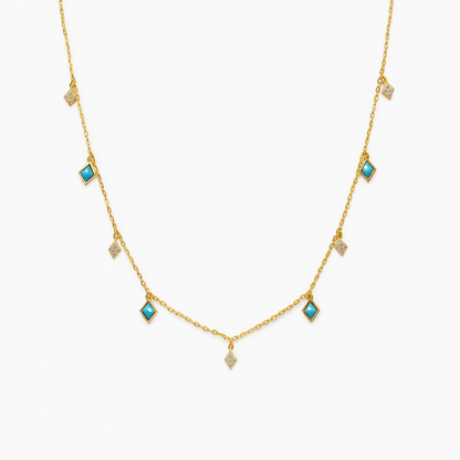 Diamond Turquoise Drops Necklace