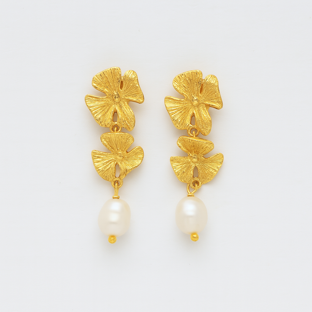 Lilly Flower Pearl Earrings