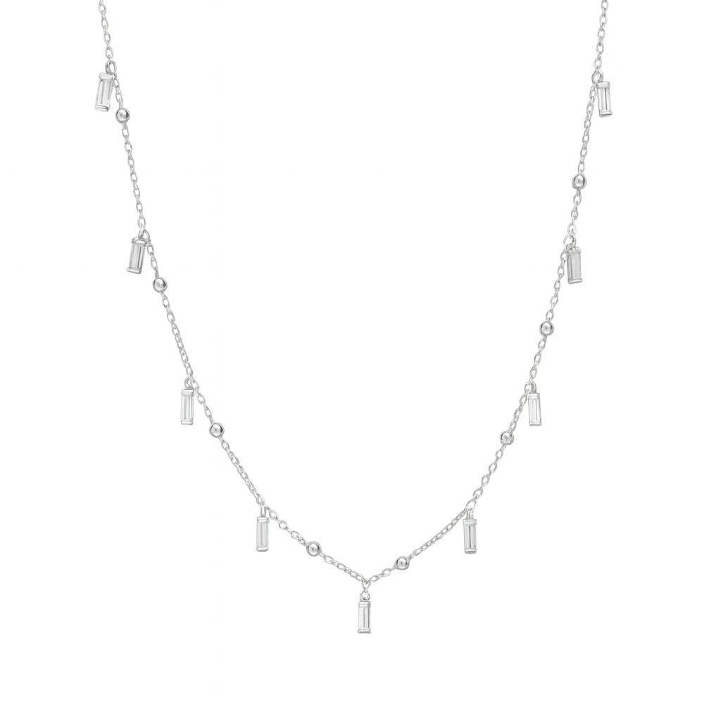 Baguette Dangling Charms Necklace