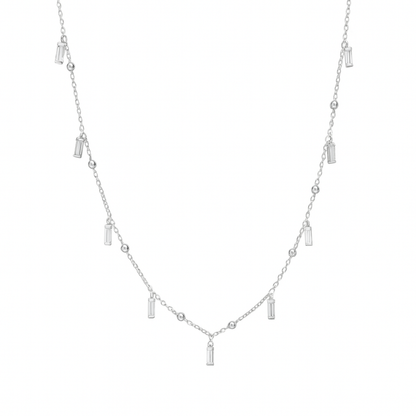 Baguette Dangling Charms Necklace