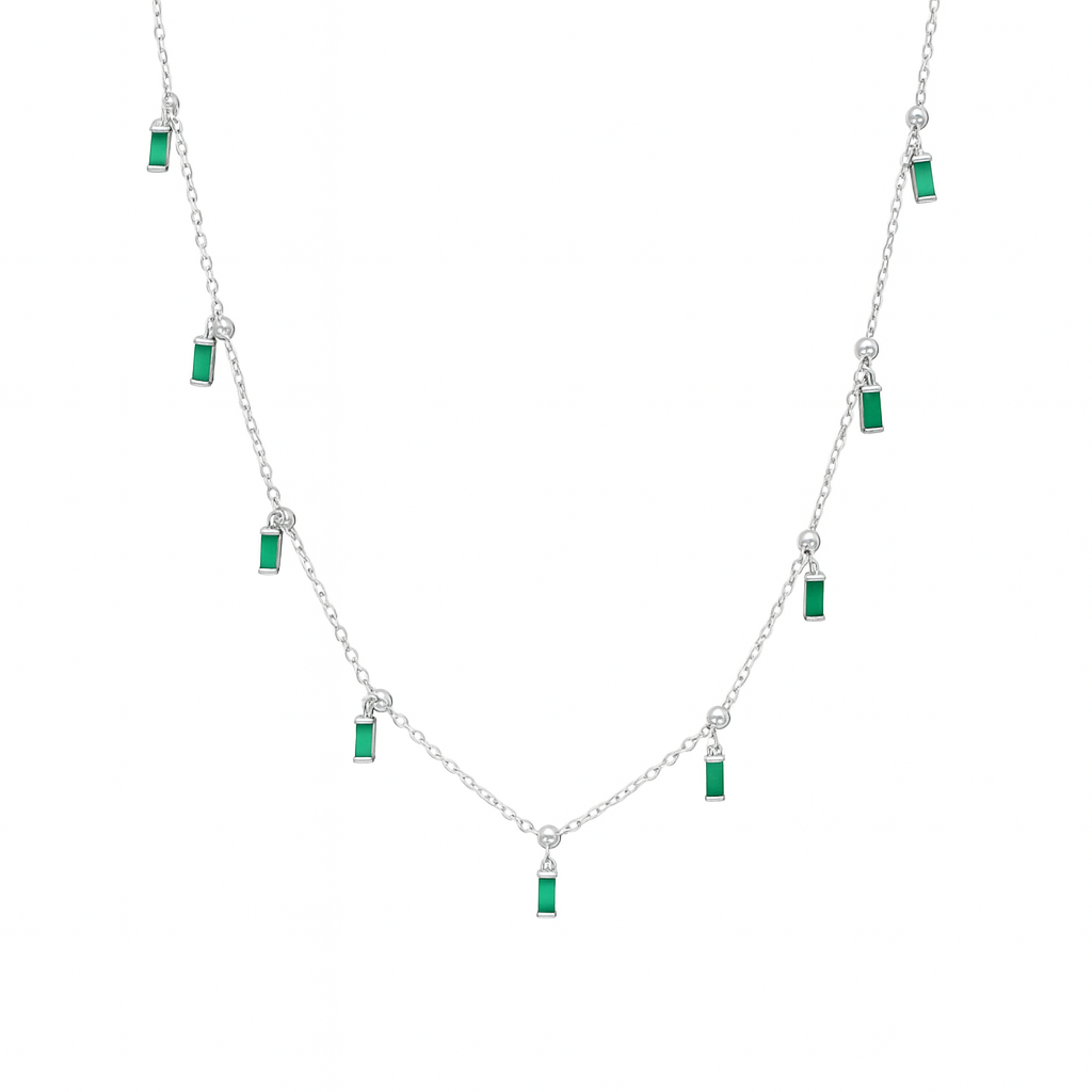 Baguette Dangling Charms Necklace