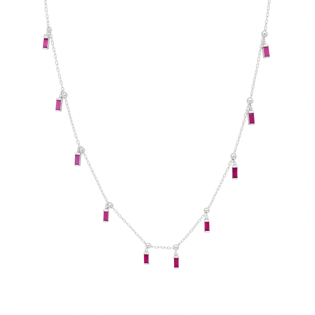 Baguette Dangling Charms Necklace