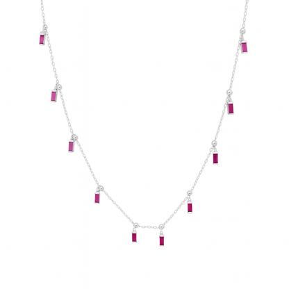 Baguette Dangling Charms Necklace