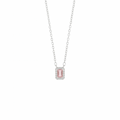 Simple Zircon Rectangle Necklace In Silver