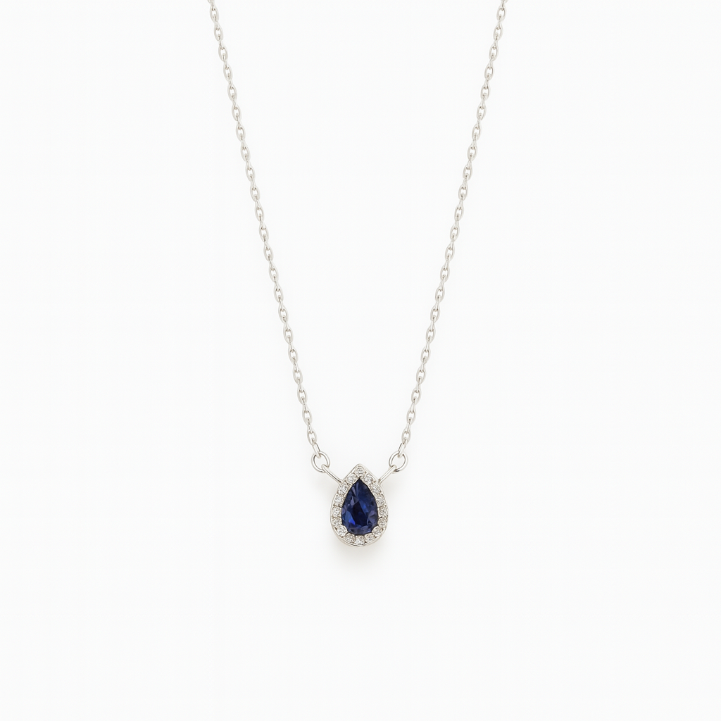 Simple Zircon Teardrop Necklace In Silver
