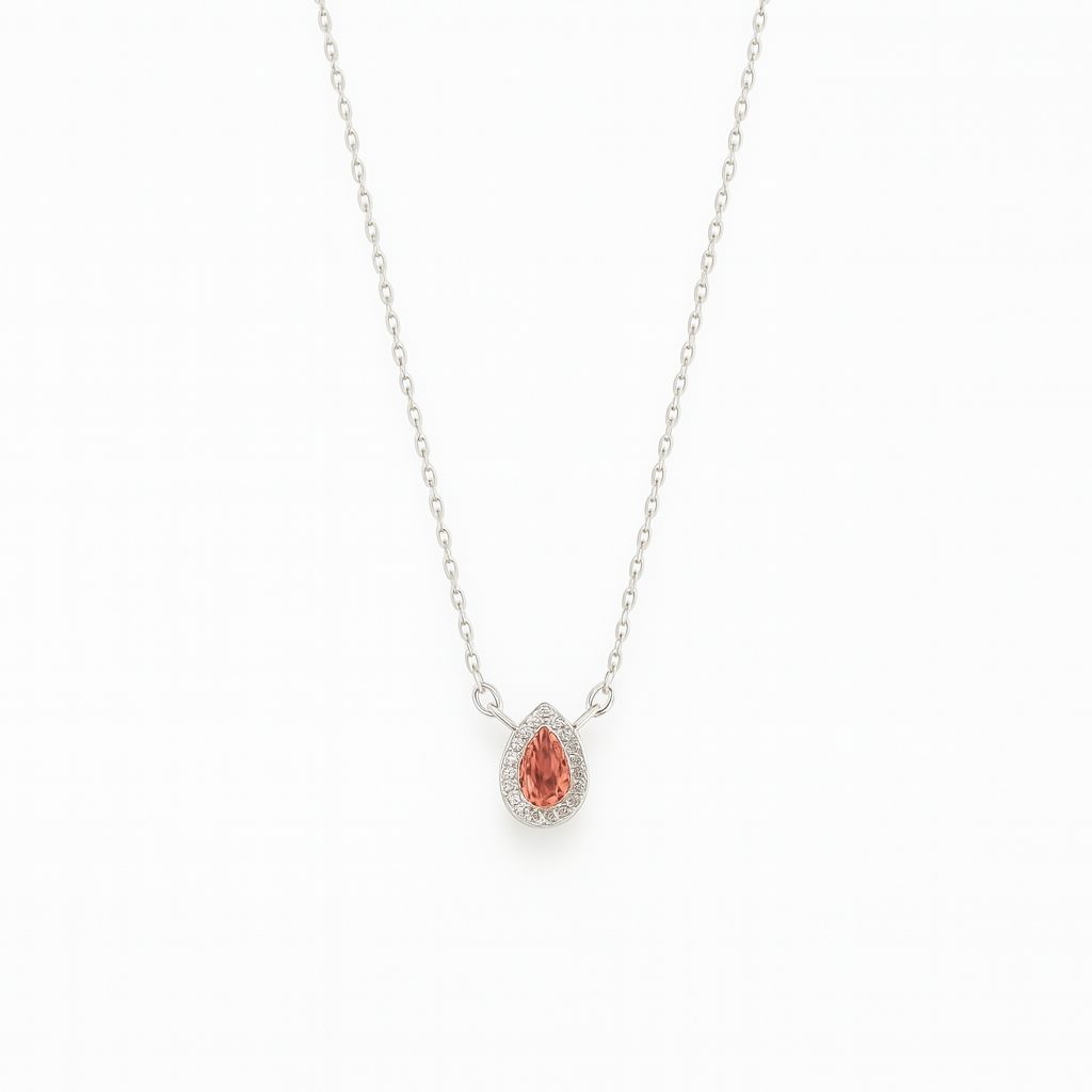 Simple Zircon Teardrop Necklace In Silver