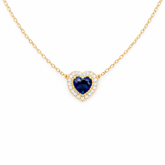 Navy Sparkle Heart Necklace