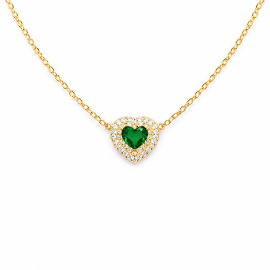 Emerald Sparkle Heart Necklace