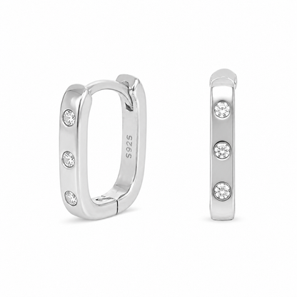 Tri-Zircon Rectangle Hoop