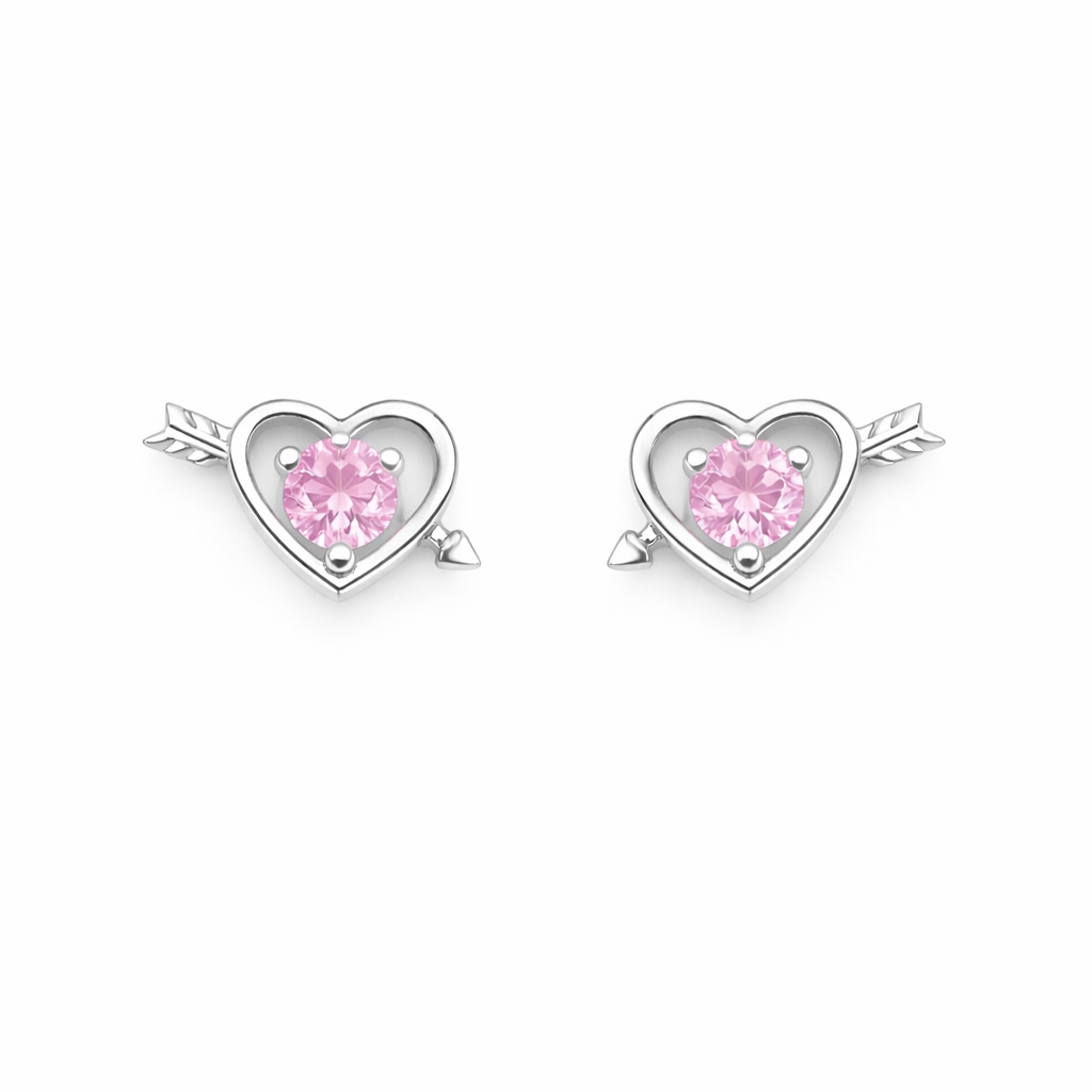 Small Pink Heart Earrings