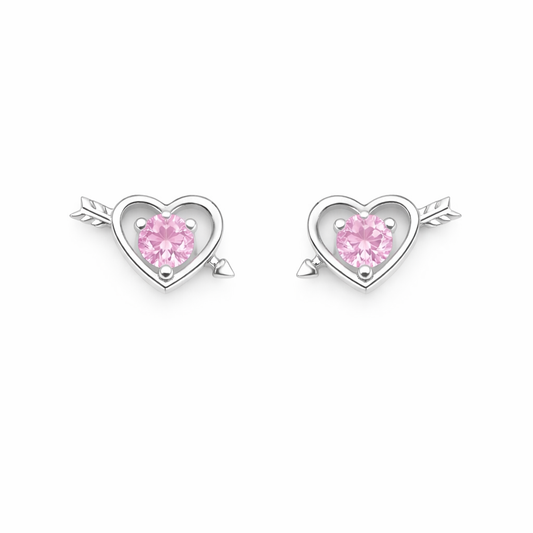 Small Pink Heart Earrings
