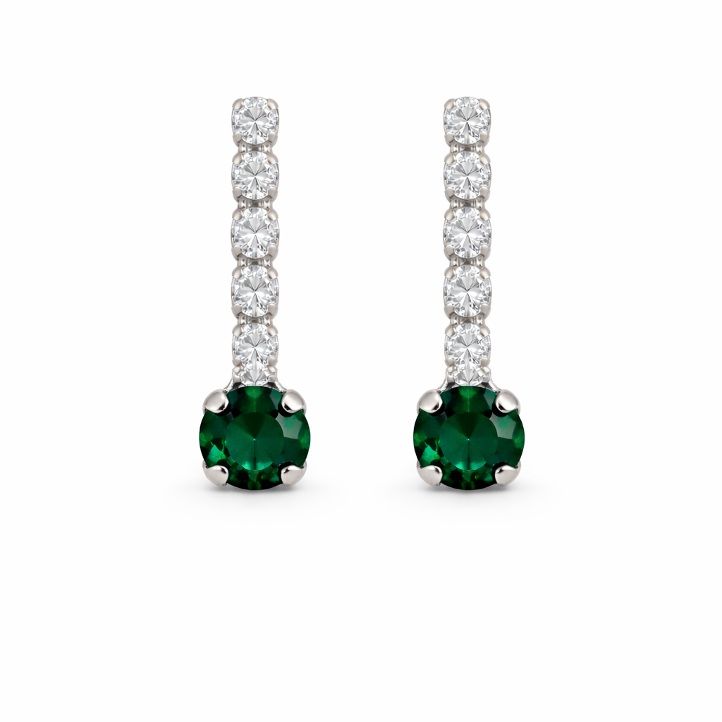 Short Swarovski Emerald Tennis Earrings
