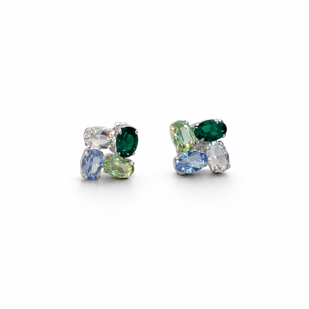 Green Cluster Swarovski Earrings
