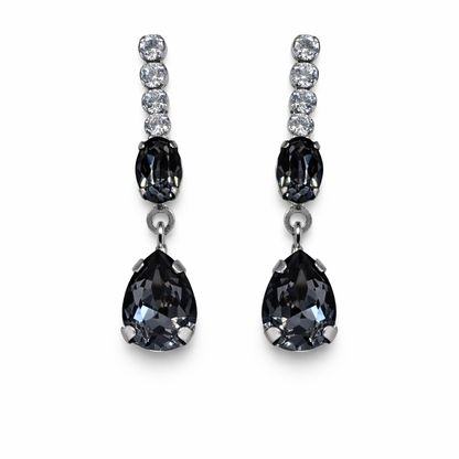 Black Swarovski With Tennis Earrings