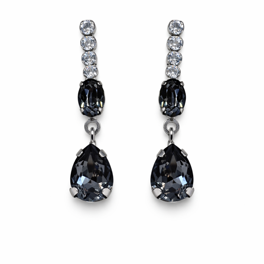 Black Swarovski With Tennis Earrings
