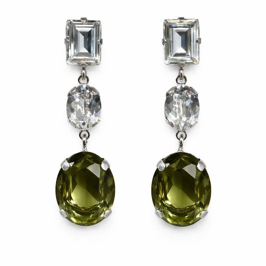 Big Plain & Olive Swarovski Earrings