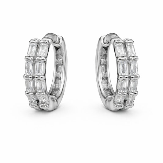 Double Baguette Hoops