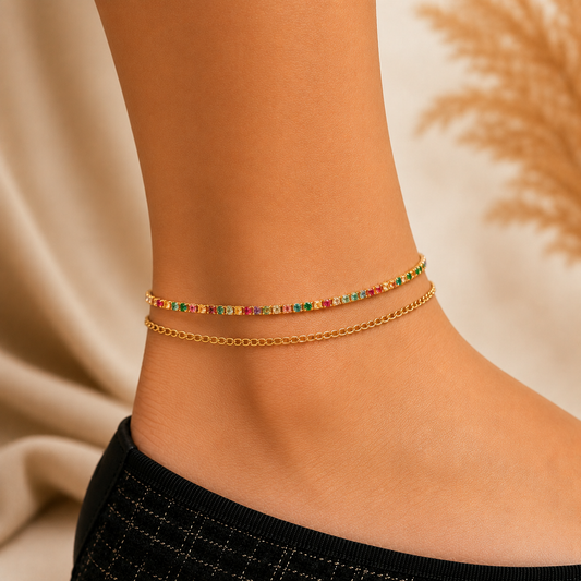 Colorful Tennis Double Anklet
