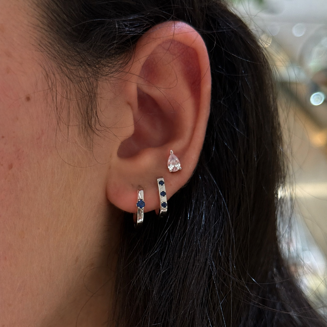 Tri-Zircon Rectangle Hoop