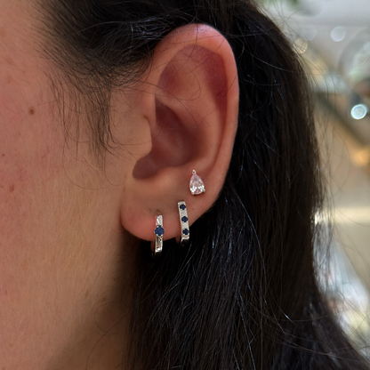 Tri-Zircon Rectangle Hoop
