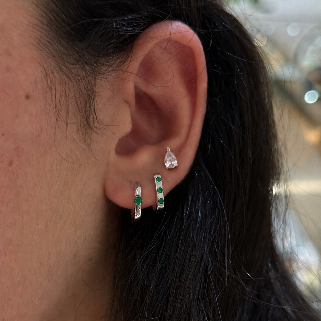 Tri-Zircon Rectangle Hoop