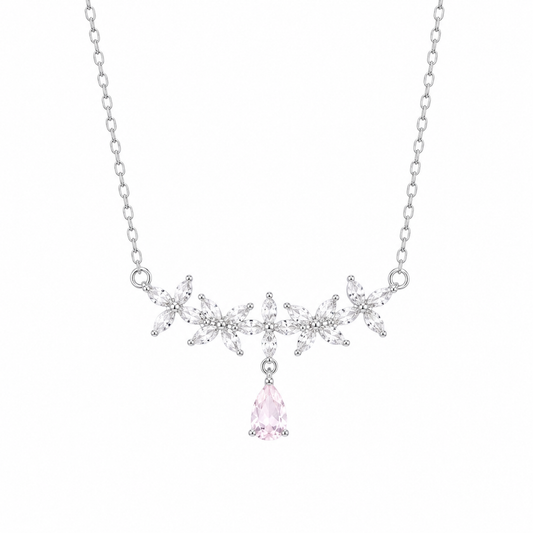 Ivy with Light Pink Stone Necklace