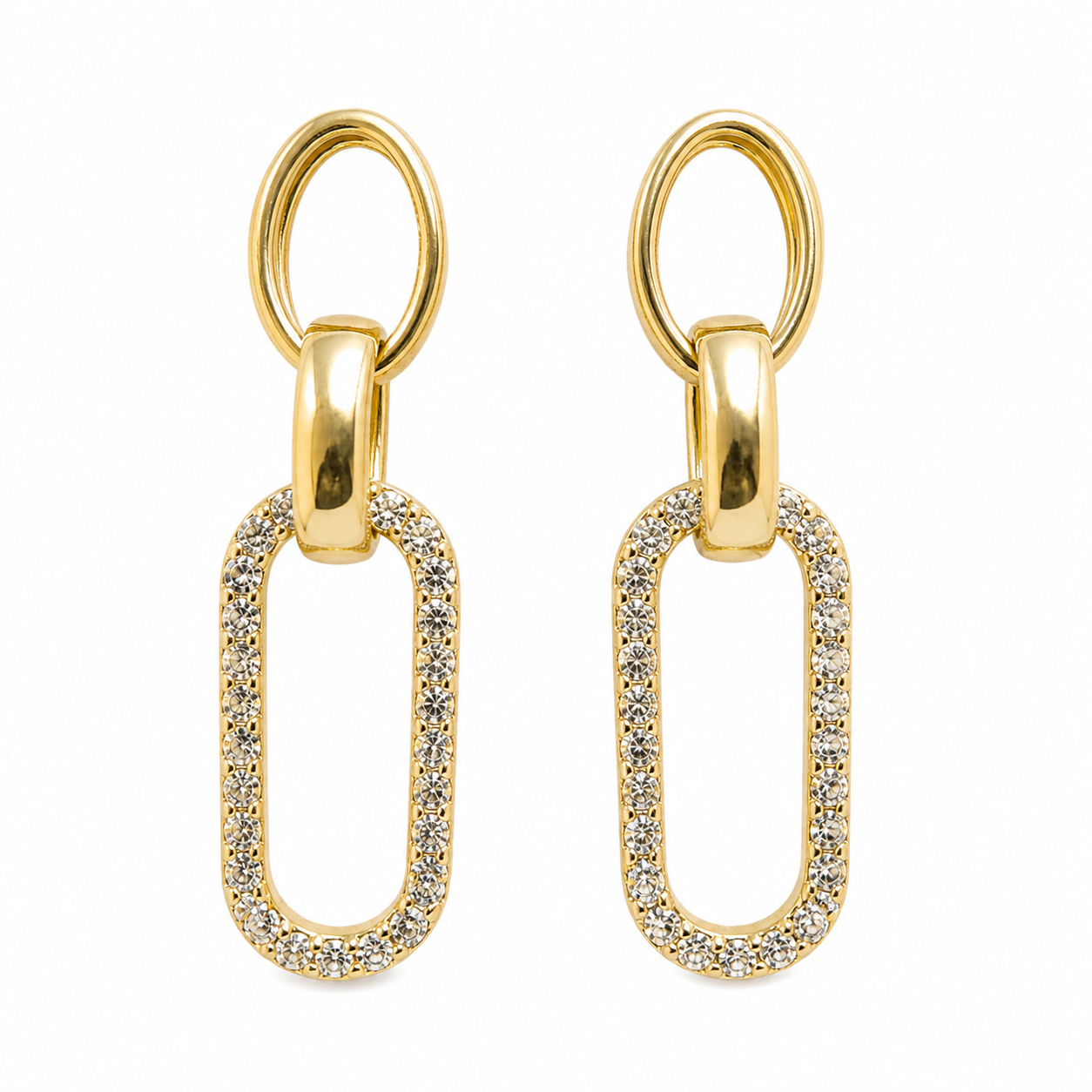 Double Chain With Zircon Earrings