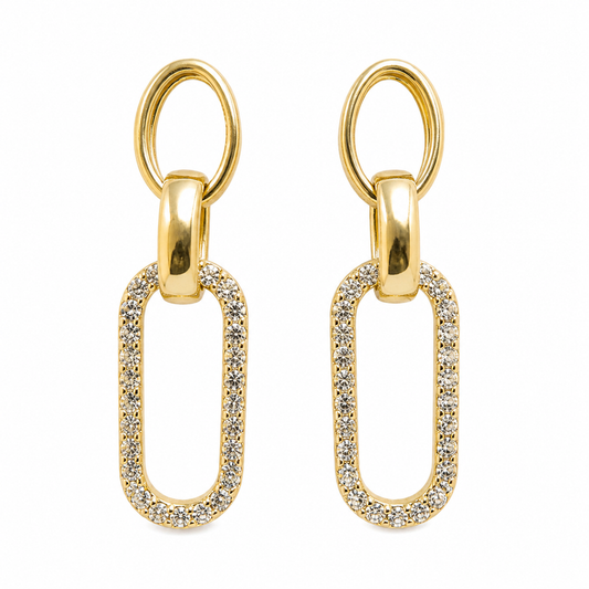 Double Chain With Zircon Earrings