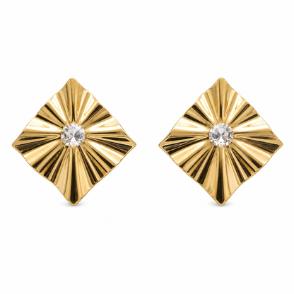 Metallic Golden Ruffle Earrings