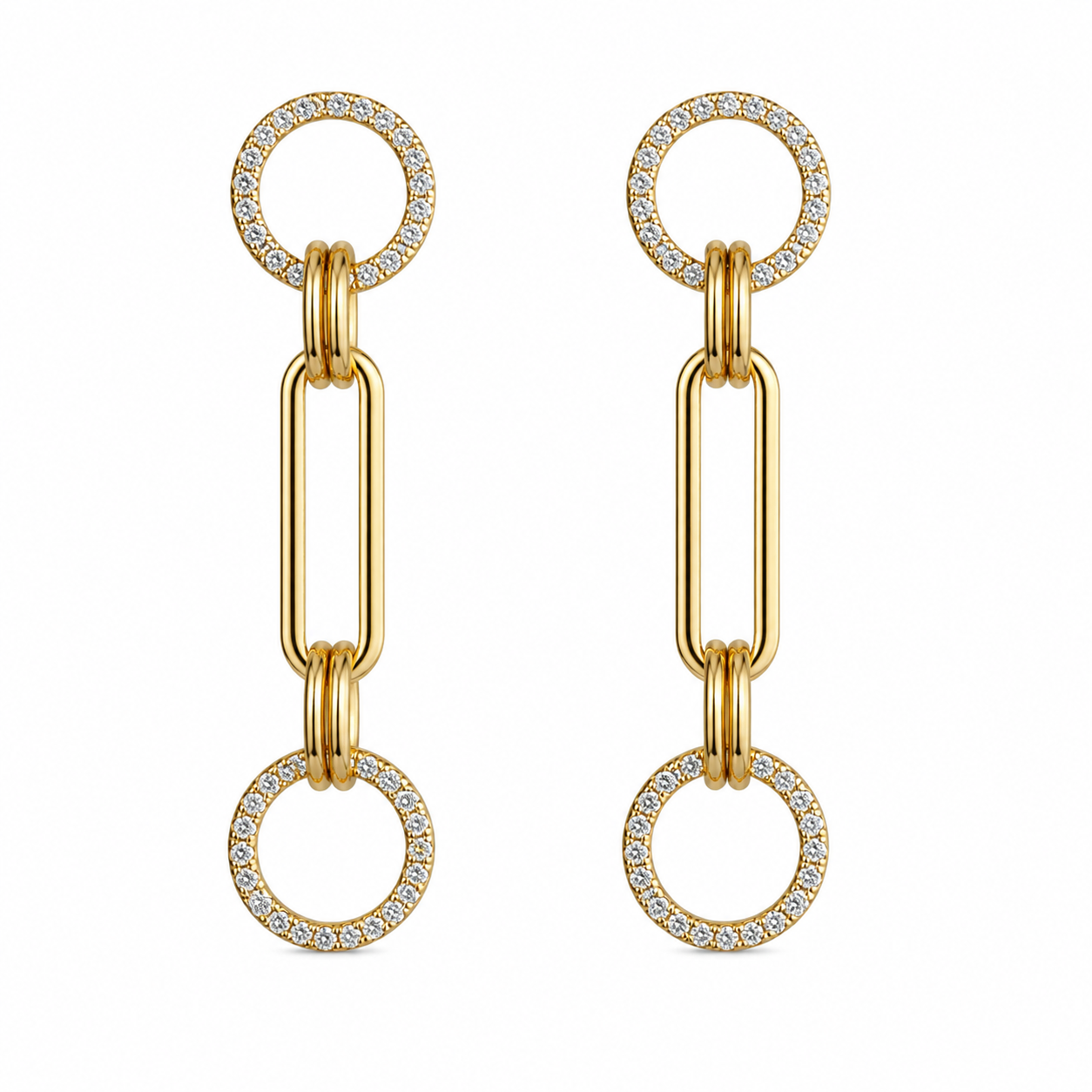 Round Zircon Chain Earrings