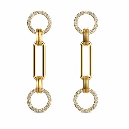 Round Zircon Chain Earrings