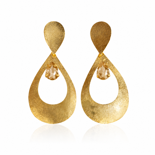 Big Champagne Drop Stone Earrings